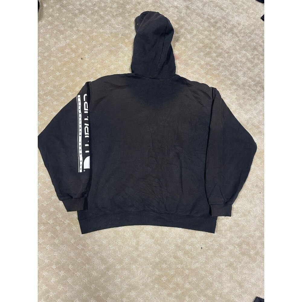 Carhartt Men's 2XL Hoodie Black Sleeve Logo Spellout Distressed Workwear K288 - Picture 2 of 3
